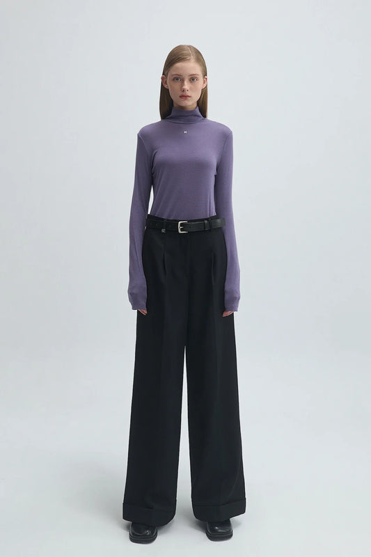 WOOL PLEATED TROUSERS